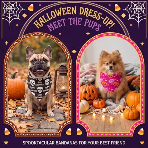 Weewooday 50 Pcs Halloween Dog Bandanas Bulk for Small Dog Lover Gifts - Image 4