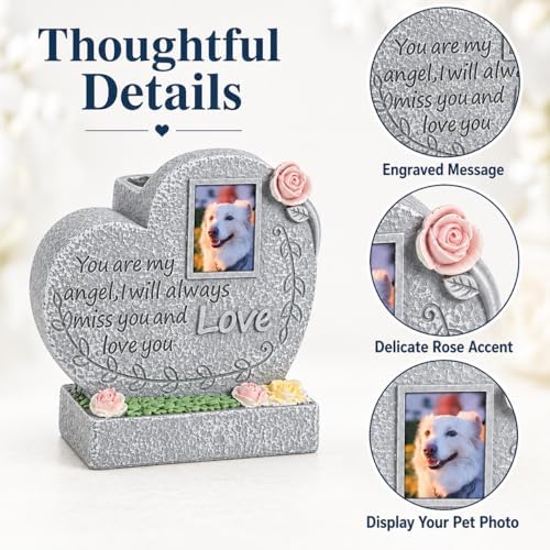 Pet Memorial Stone for Loss of Dog or Cat-Resin Dog Memorial Gifts with Flower Language Design-Heartfelt Pet Loss Sympathy Gift-Dog Passing Away Remembrance Keepsake - Image 5