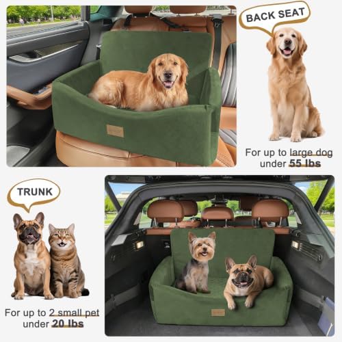 JOEJOY Dog Car Seat for Large Medium Sized Dogs Under 55 lbs, Dog Booster Seat for 2 Small Dogs with Detachable Washable Cover, Memory Foam Pet Car Seat with 2 Safety Belts and Storage Pockets - Image 6