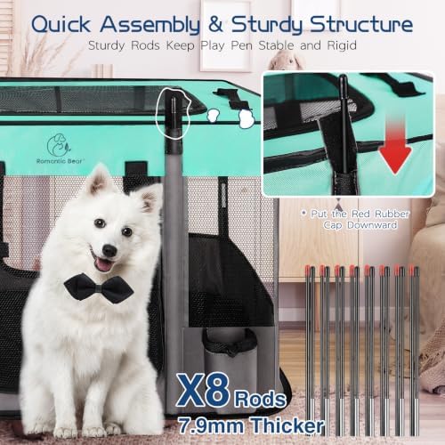 ROMANTIC BEAR Dog Playpen,Foldable Pet Puppy Cat Playpen,L(40"x32"x24") - Image 4