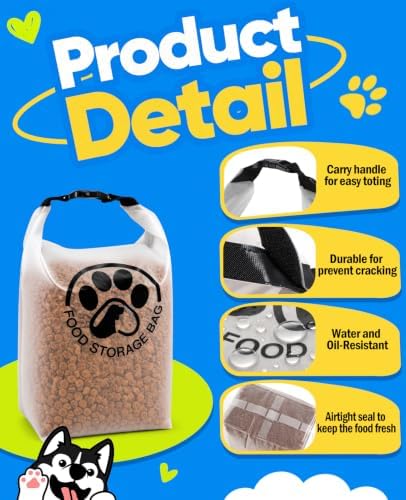 Pet Food Storage Bag for Travel - Transparent Leak-Proof Dog Food Container with Roll-Top Closure, Keeps Kibble Fresh for Camping Trip, Dog Boarding, Weekend Getaways (14 Cups) - Image 3