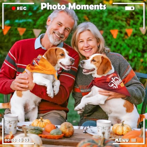 Vivifying Thanksgiving Dog Bandana 2 Pack - Triangle Fall Pet Scarves with Turkey & Letter Prints, Soft Polyester Dog Bibs for Holiday Photos & Festive Wear (Red & Yellow, Size L) - Image 5