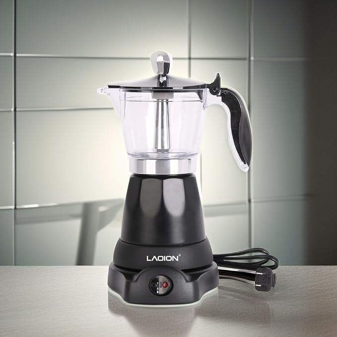 LAOION Cuban Coffee Maker, 6 or 3cup Electric Espresso Coffee Maker | Portable Cafeteras Electricas Modernas, Electric Moka Pot with Detachable Base & Overheat Protection, Coffee Gift - Image 5