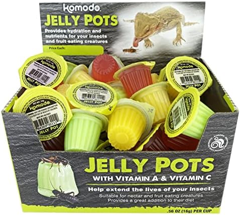 Multipet Komodo Jelly Pots Mixed Fruit Flavor Insect Food | Individually Portioned | Provides Nutrition & Hydration for Fruit-Eating Reptiles 40 Count Display (16g per Cup) by Multipet