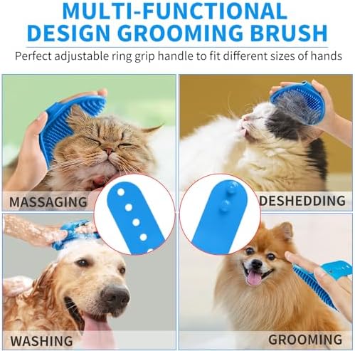 Comotech 6PCS Dog Bath Brush & Dog Toothbrush | Adjustable Handle Shampoo Brush & Scrubber for Short & Long Haired Dogs & Cats | Effectively Solve Odor & Stain Removal Problems (Blue Blue Blue.) - Image 5
