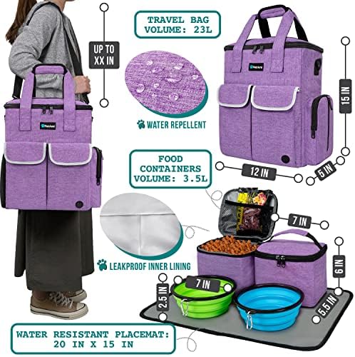 PetAmi Dog Travel Bag Organizer, Pet Supplies Diaper Tote, Purple - Image 2