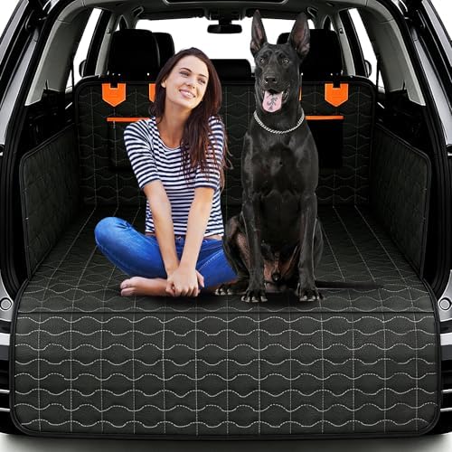 SUV Liner for Dogs, Waterproof Dog Trunk Cover with Bumper Flap Protector, PU Large Size Universal Fit, Black by IJVAE