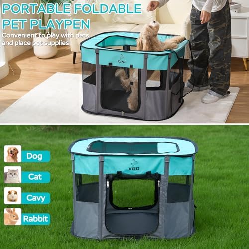 XRG Foldable Pet Playpen，Indoor Cat cage Puppy Crates M(31.5"x23.6"x21.7") - Image 2