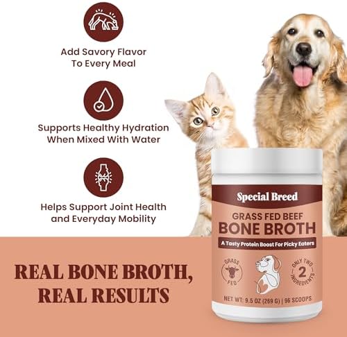 Bone Broth Powder for Dogs and Cats - Dog & Cat Food Topper for Picky Eaters - Grass Fed Beef Bone Broth Supplement - Supports Hydration, Joint, Immunity & Heart Health - Serve Dry or Wet - 9.5oz - Image 2