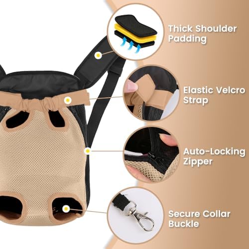 Mosago Dog Backpack Carrier, Front Chest Carrier for Small Dogs, Khaki, XL - Image 5