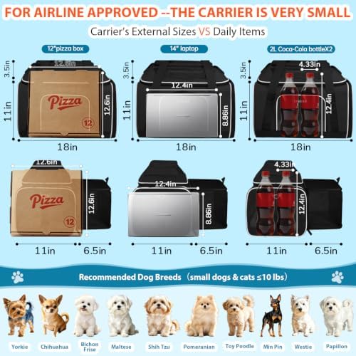 Petskd Top and Side Expandable Small Pet Carrier Airline Approved, Black - Image 4