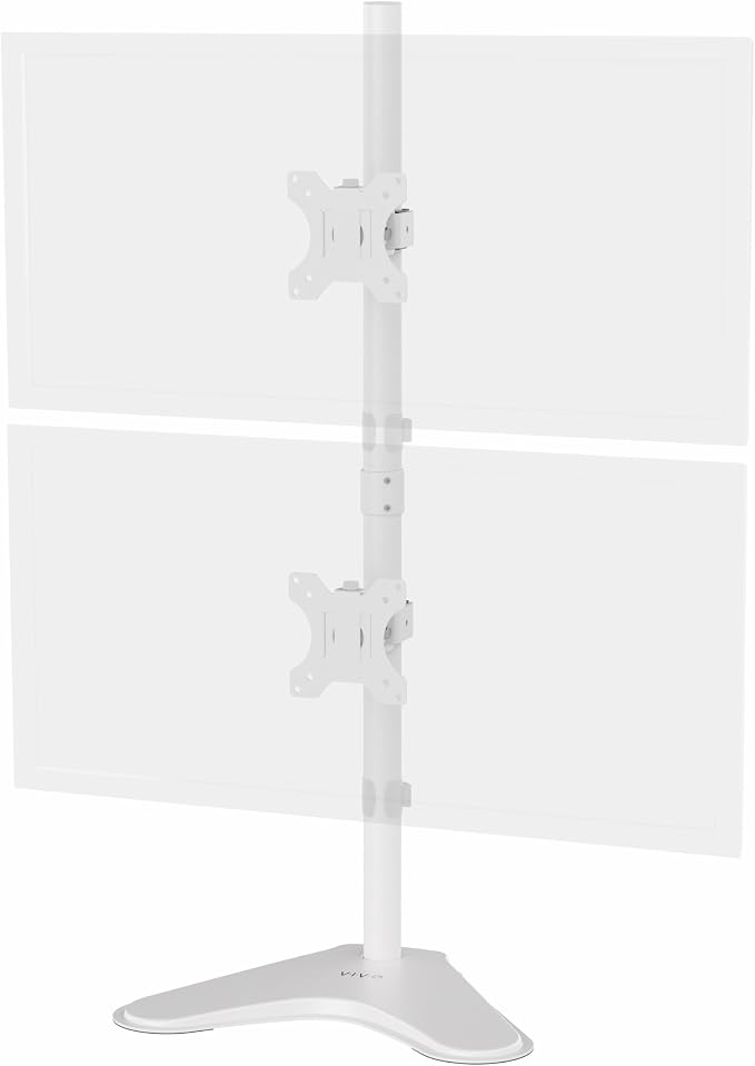 VIVO Dual Monitor Desk Stand Free-Standing LCD Mount, Holds in Stacked Vertical Position 2 Ultrawide Screens up to 34 inches, White, STAND-V002LW by Unknown
