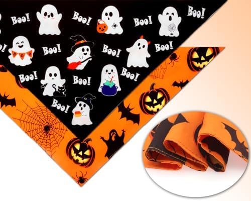 Halloween Dog Bandanas 2PCS Pumpkin Pet Scarf Extra Large Dogs - Image 3