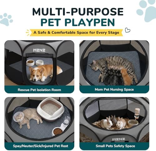 Dog Cat Small Animal Puppy Playpen with Pee Pad, Medium, Dark Grey - Image 3