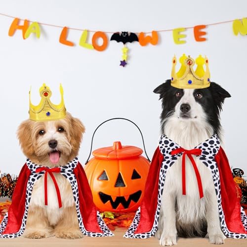 GOYOSWA Dog King Costume, Dog Halloween Costumes King Cloak and Crown Set Funny King Prince Costume for Small Medium Large Dogs (Small) - Image 4