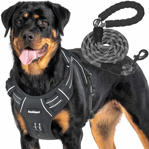 Beebiepet Tactical No Pull Dog Harness with Leash, X-Large, Black by Beebielove