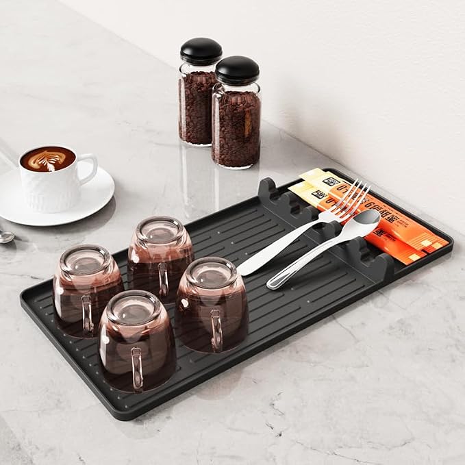 Silicone Grill Coffee Mat, Side Shelf Spatula Mat with Drip Pad - Flat Top Grill Smoker Accessories for Coffee, Bar, BBQ, Cooking, Countertop, Bar Grill Accessories Heat Resistant - Image 3