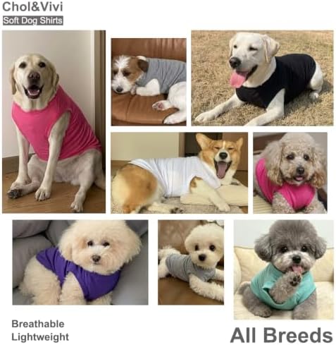 Chol&Vivi Dog Shirt Clothes, 4pcs Blank Dog Shirt Cotton Clothes Sleeveless Fit for Small to Extra Large Size, Pet Tank Top for All Breeds, Soft and Breathable, Light Blue/Green/Pink/Rose Red, X-Small - Image 6
