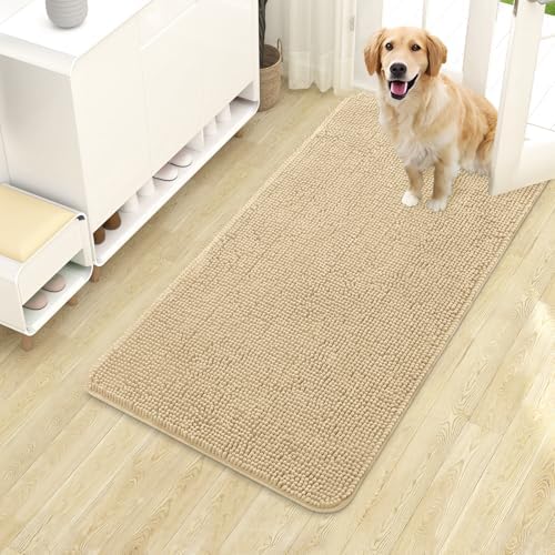 OLANLY Dog Door Mat for Muddy Paws 40x24, Super Absorbent Chenille Mud Mat by OLANLY