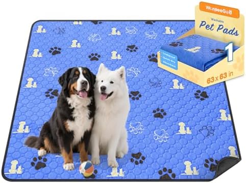 WanpeeGoo Washable Pee Pads for Dogs, Waterproof, 63 x 63 in, 1 Pack, Blue by WanpeeGoo