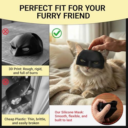 Yipintang Soft & Caring Silicone Cat Bat Mask, Skin-Friendly Halloween Costume for Cats, Lightweight & Flexible Pet Cosplay Accessories, Black Bat - Image 4