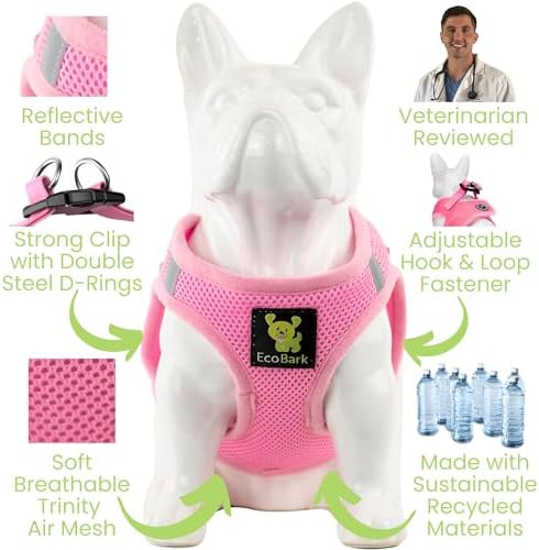 EcoBark XXS Dog Harness, Soft Step in Teacup Puppy Mesh Vest, Baby Pink - Image 7