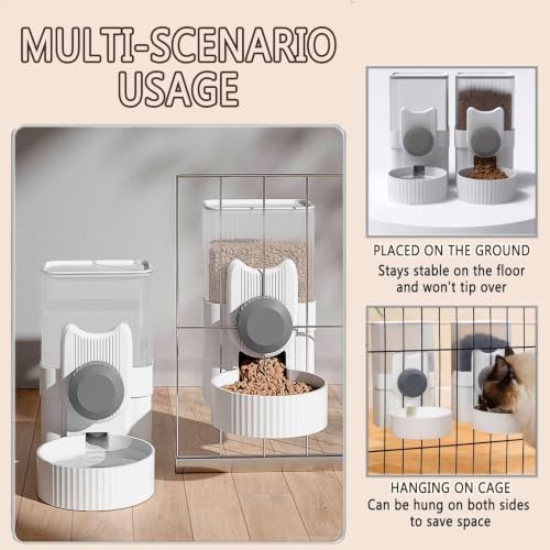 kathson Rabbit Feeder,Bunny Water Bottle Dispenser,Pet Cage Food Bowl,Grey - Image 4