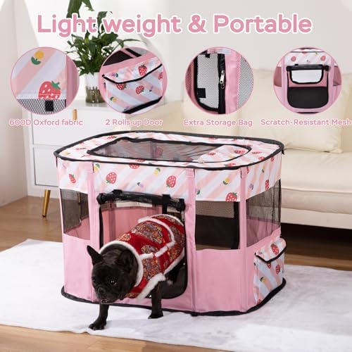 XRG Foldable Pet Cat Playpen,Indoor Cat cage Crates S(27.6"x21.7"x17.7") - Image 6