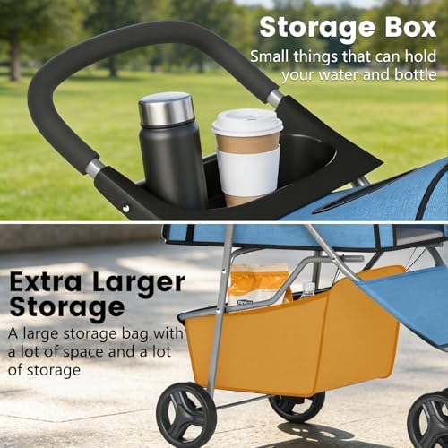 BestPet | 3-Wheel Pet Stroller | Blue | Foldable Dog and Cat Stroller - Image 5