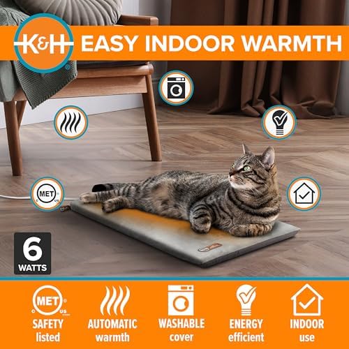 K&H Heated Cat Bed, Thermo-Kitty Mat Indoor, Safety Listed, 6W, Gray - Image 4