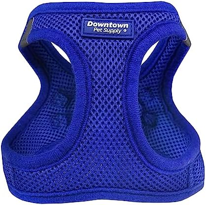 Downtown Pet Supply Step in Dog Harness for Small Dogs No Pull, Large, Blue - Adjustable Harness with Padded Mesh Fabric and Reflective Trim - Buckle Strap Harness for Dogs by DowntownPetSupply