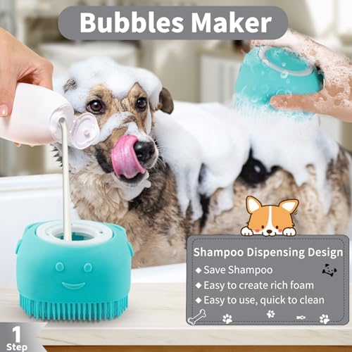 Comotech 6PCS Dog Bath Brush & Dog Toothbrush | Adjustable Handle Shampoo Brush & Scrubber for Short & Long Haired Dogs & Cats | Effectively Solve Odor & Stain Removal Problems (Black Gray Blue) - Image 2