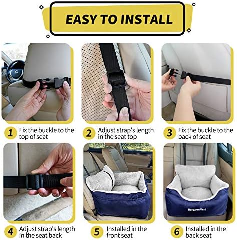 BurgeonNest Dog Car Seat for Small Dogs & Cats Under 25 lbs, Blue - Image 6