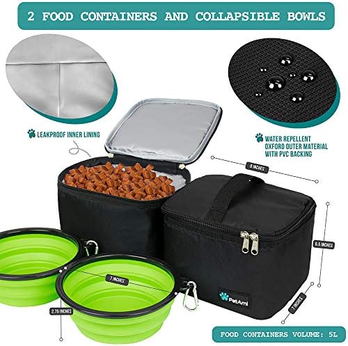 PetAmi Dog Travel Bag Organizer, Pet Supplies Tote Diaper Bag, Black Large - Image 3