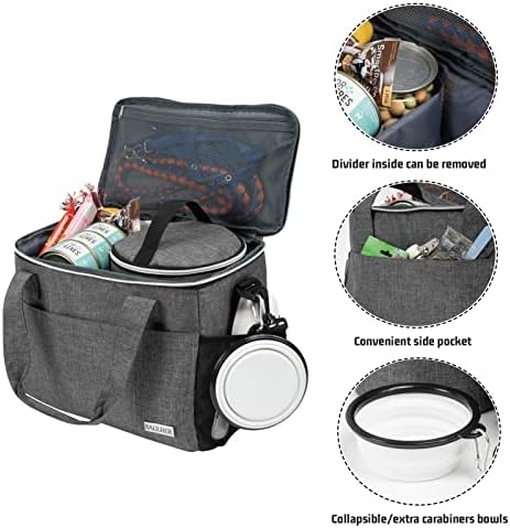 BAGLHER Dog Travel Bag Backpack Pet Supplies Backpack Pet Accessories Storage Bag 5-Piece Set With Shoulder Strap 2 Lined Pet Food Containers 4 Foldable Feeding Bowls Essential Kit for Pet travel - Image 3