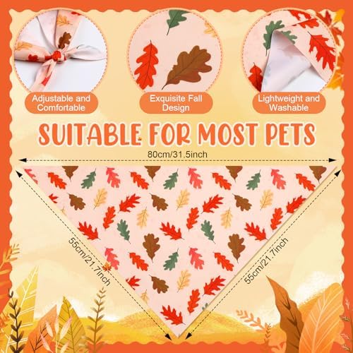 Weewooday 50 Pcs Fall Thanksgiving Dog Bandanas Bulk,Large Pets Charm - Image 3