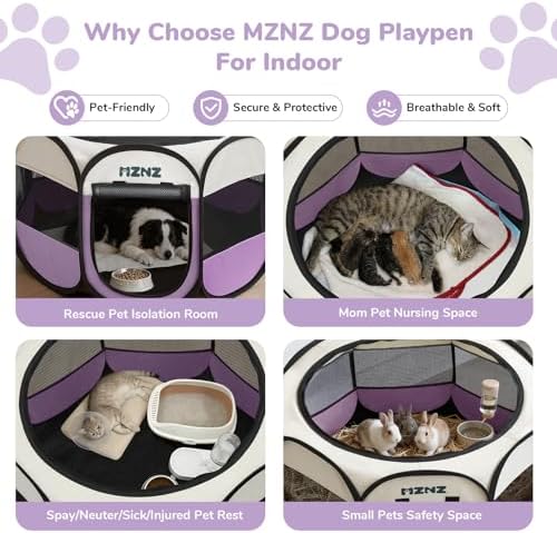 Dog Cat Small Animal Puppy Playpen Crate, Large, Purple - Image 3