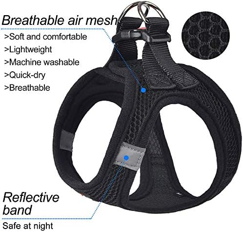 Dog Harness Step-in Breathable Puppy Cat Vest, Small, Black - Image 2