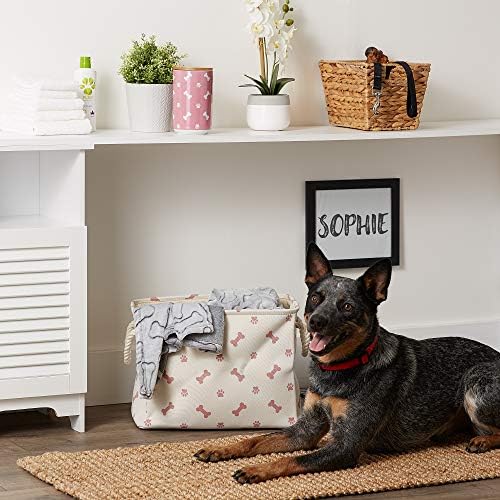 Bone Dry Pet Storage Collection Paw and Bone Print, Medium Rectangle, 16x10x12, Rose - Image 6