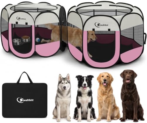Dog Cat Playpen 2-in-1 Indoor Outdoor for Puppy Pet Recovery After Surgery by Siedihit