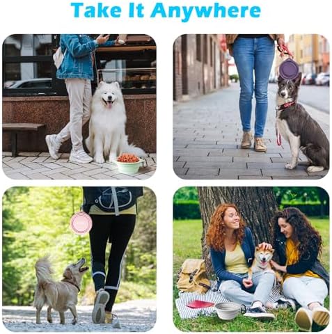 PetBonus 2-Pack Silicone Collapsible Dog Bowls, BPA Free Dishwasher Safe, Portable Foldable Expandable Travel Bowl, Food Water Feeding Cup Dish for Dogs Cats with 2 Carabiners(Light Mint,Beige Cream - Image 5