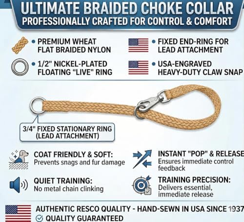 Resco Nylon Dominant Dog Collar for Training and Handling, 20", Fawn - Image 5