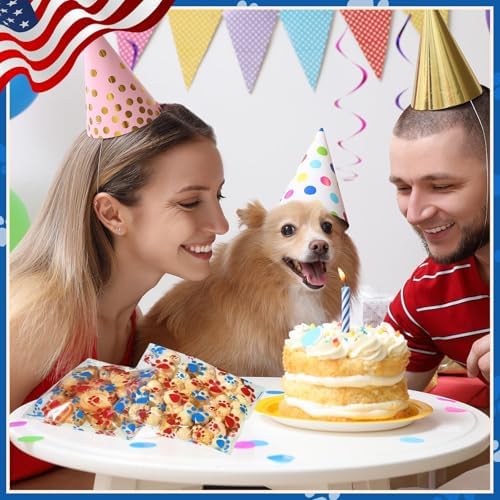 Pasimy 200 Pcs Dog Paw Treat Bags, Clear Self Adhesive Patriotic Color - Image 5