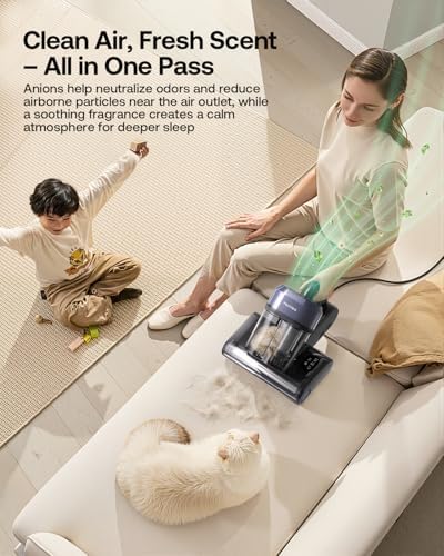 Mattress Vacuum Cleaner with 275nm UV-C Light & 149℉ Heat, 16Kpa Powerful Suction Bed Vacuum for Pet Hair & Dander, Smart Dust Sensor, Anion & Aromatherapy, Corded for Bed, Sofa, Couch, Purple - Image 3