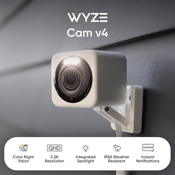WYZE Cam v4 (Latest Model), 2.5K AI Security Camera, Indoor/Outdoor Cameras for Home Security, Baby Monitor & Pet Camera, Vibrant Color Night Vision, No Subscription Required, Free Expert Help - Image 2