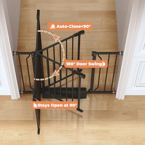29"-51" Extra Wide Baby Gate, No Drilling Auto Close Dog Gate, Black - Image 4