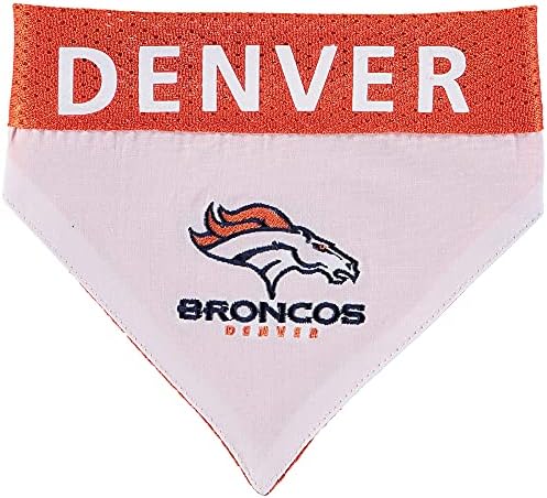 NFL DOG BANDANA - DENVER BRONCOS REVERSIBLE PET BANDANA. 2 Sided Sports Bandana with a PREMIUM Embroidery TEAM LOGO, Small/Medium. - 2 Sizes & 32 NFL Teams available - Image 2