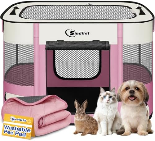 Siedihit 28" Dog Playpen,Cat Puppy Pen, Pet Portable Crate Indoor Outdoor by Siedihit