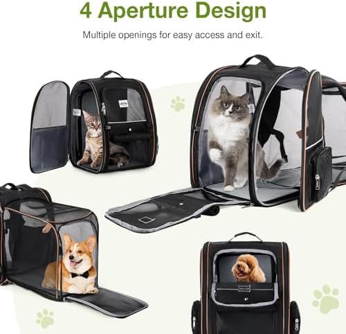 Large Cat Backpack Carrier Expandable Pet Carrier Backpack for Small Dogs Medium Cats Fit Up to 18 Lbs, Dog Backpack Carrier, Foldable Puppy Backpack Carrier for Travel, Black - Image 5