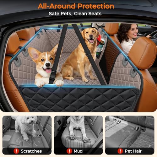 URPOWER Hard Bottom Dog Car Seat Cover, Back Seat Extender XL - for Full Size Crew Cab Trucks Khaki - Image 4